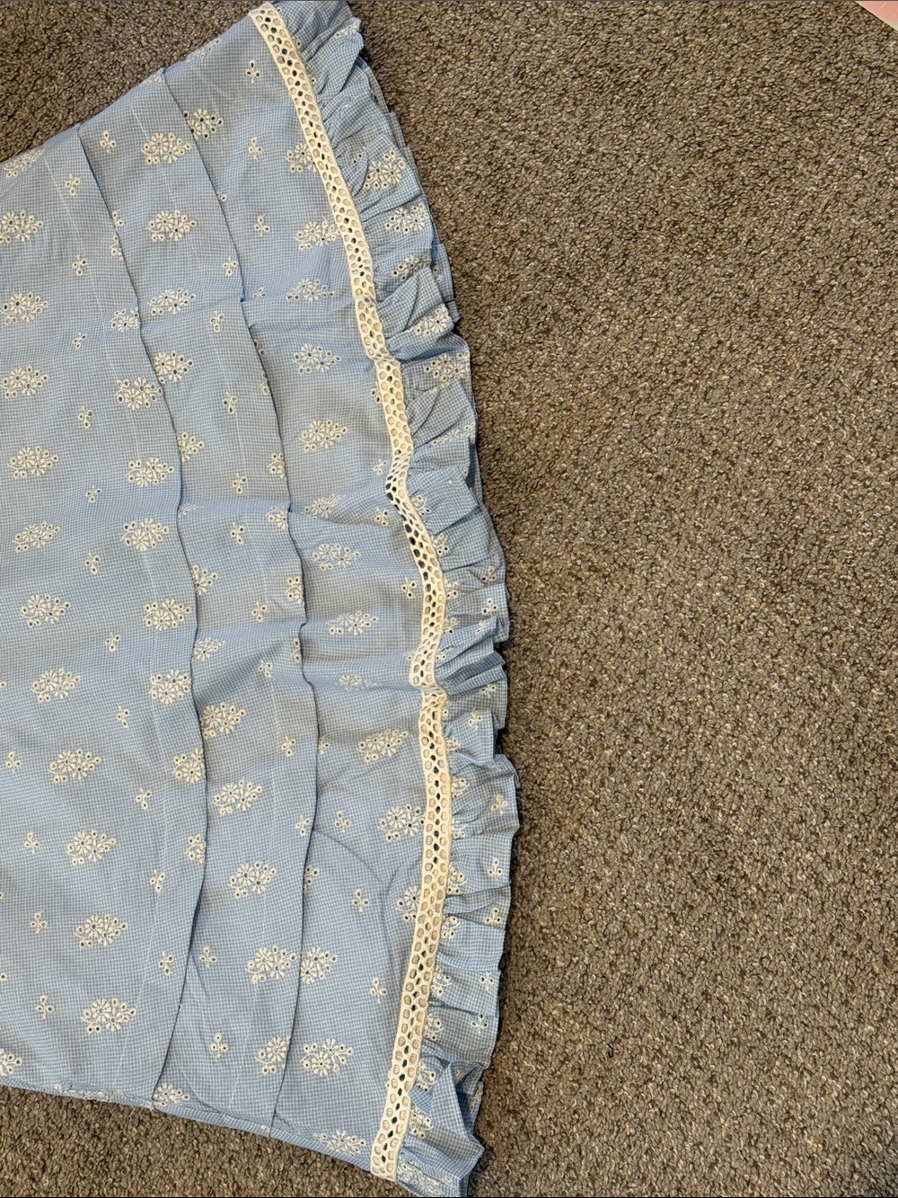 Light Blue Floral Eyelet Dress with Bow - Picture 3 of 6
